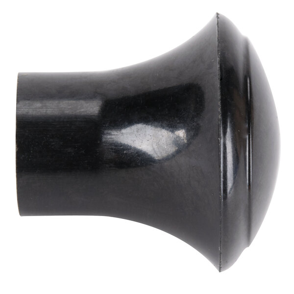 A close up of a black plastic Nemco knob.