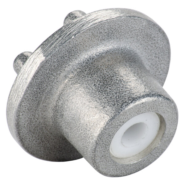 A round metal plunger with a white plastic sleeve on the end.