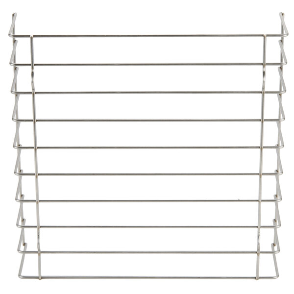 A wire rack for Nemco hot dog steamers with many rows of wire shelves.