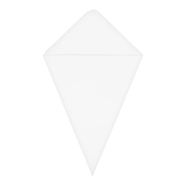 A white square cardboard fry cone for serving food.