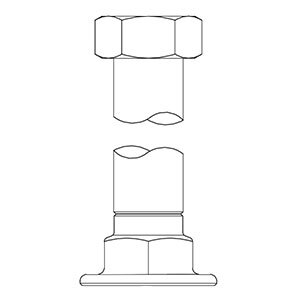 A black and white drawing of a T&S inlet extension for a coupling.