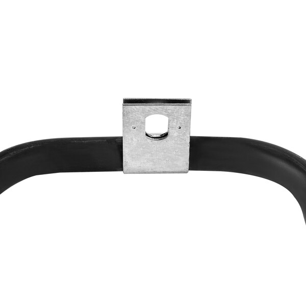 A black and silver metal Avantco defrost element with a square hole in a metal bracket.