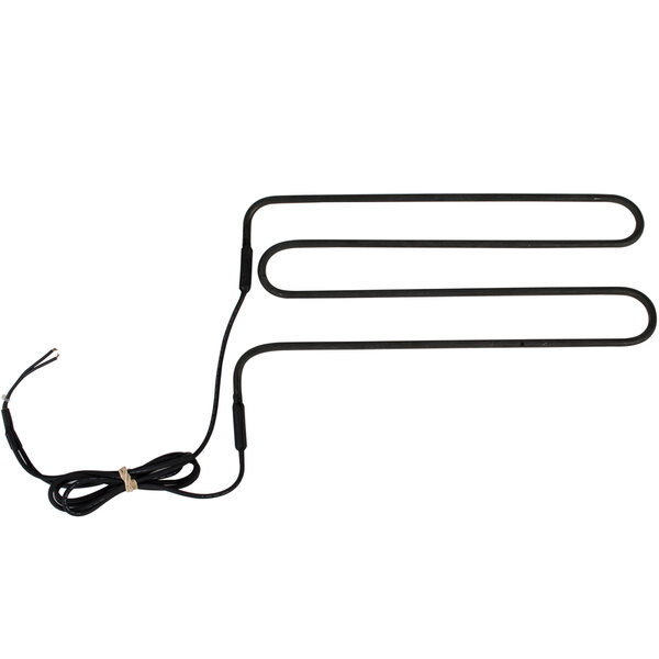 A black electrical cord with a wire attached to the Avantco replacement defrost element.
