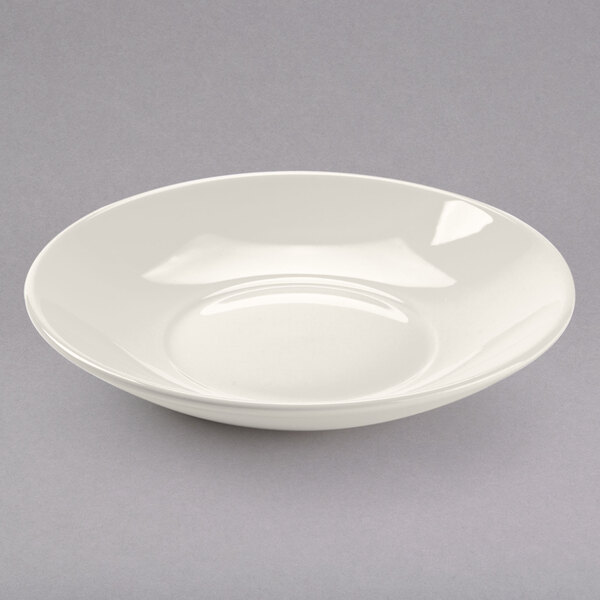 a white plate with a circular pattern