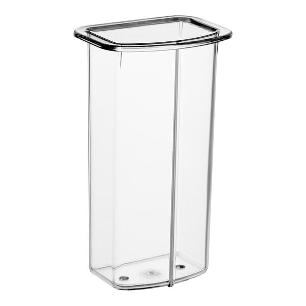 A clear plastic container with a metal lid for a Robot Coupe 101089S.