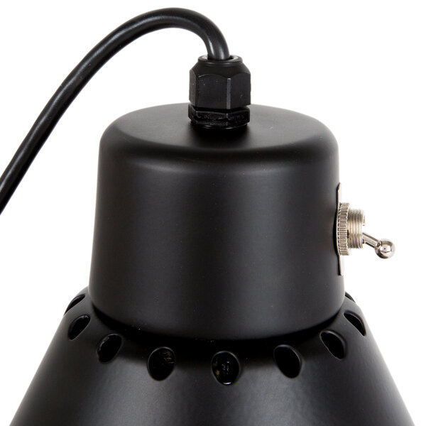 A black metal Hanson Heat Lamp with a wire.