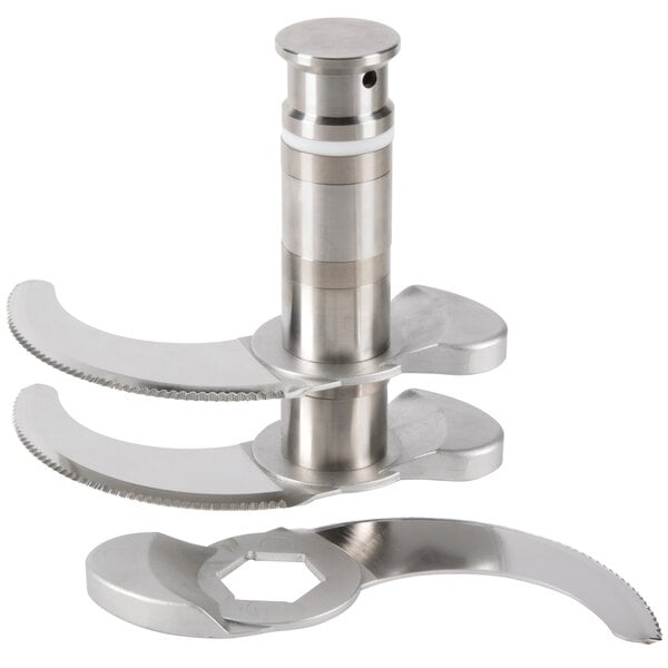A stainless steel Robot Coupe 57084 fine serrated blade with a hole in the middle.