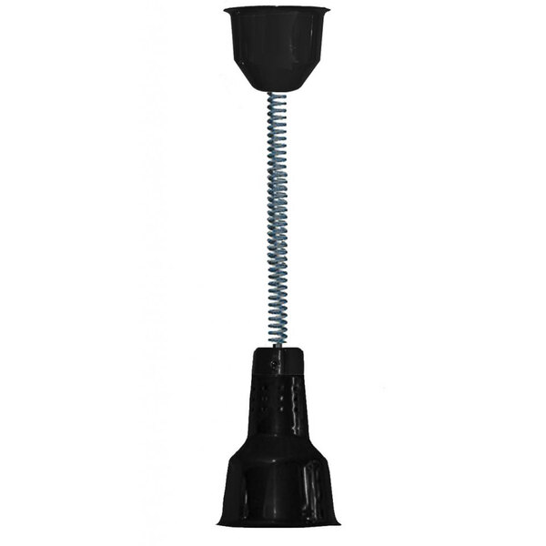A black Hanson Heat Lamp with a spiral retractable cord.