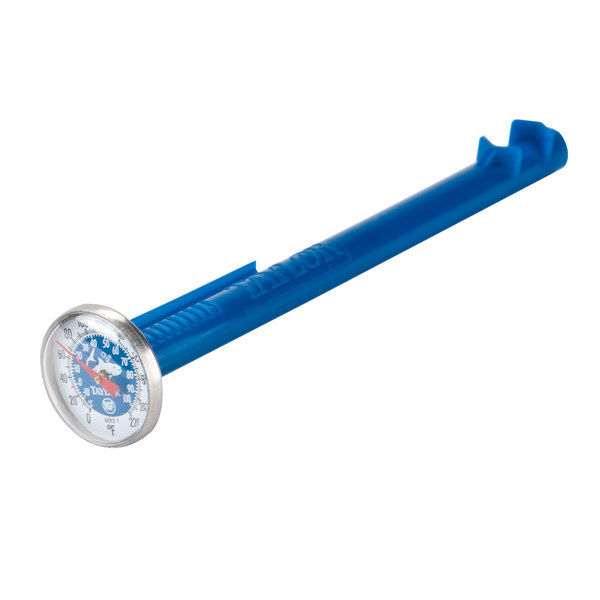 A blue Taylor pocket probe dial thermometer.
