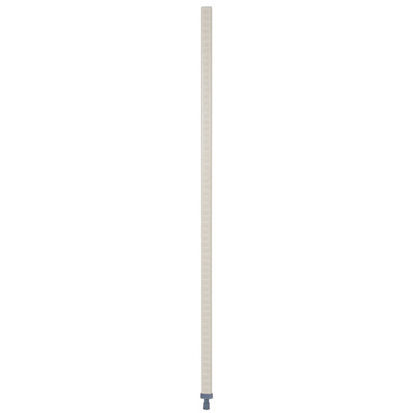 A long white rectangular polymer post with black lines and a blue handle.