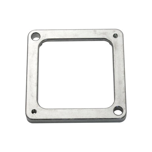 A silver square Nemco blade holder with holes.