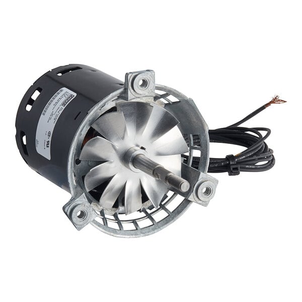 A Cleveland WR50101 rotisserie fan motor with a wire and metal fan.