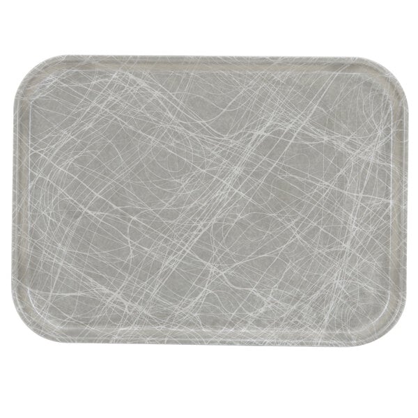 A rectangular gray and white Cambro tray.