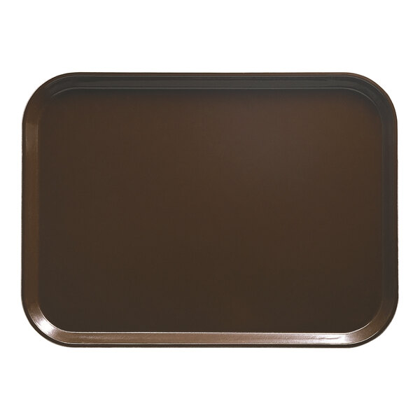 A brown rectangular Cambro tray with a black border.