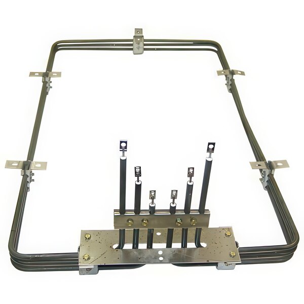 A metal AllPoints oven element frame with many wires.