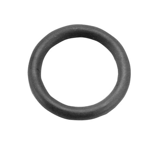 A black rubber o-ring with a white background.