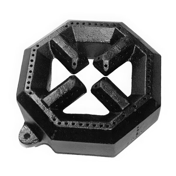 A black metal AllPoints cast iron open top burner head with four holes.