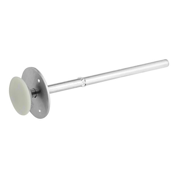 A steel rod with a white plastic knob.