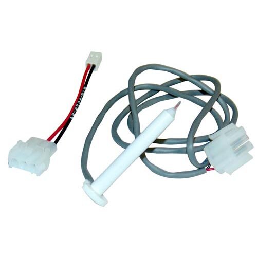 A close-up of a white cable and wire with a connector.