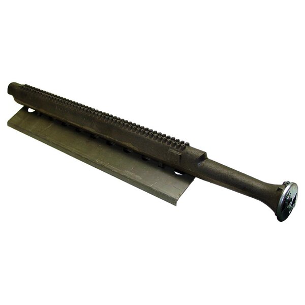 A cast iron broiler burner with a metal base.
