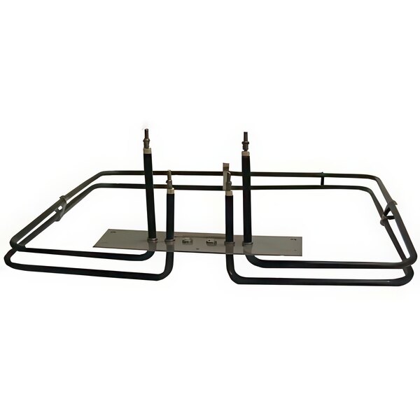 A rectangular metal oven element assembly with metal rods.