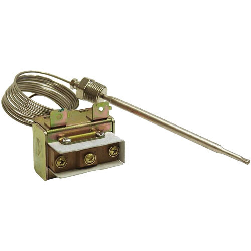A close-up of a metal device with a long wire.
