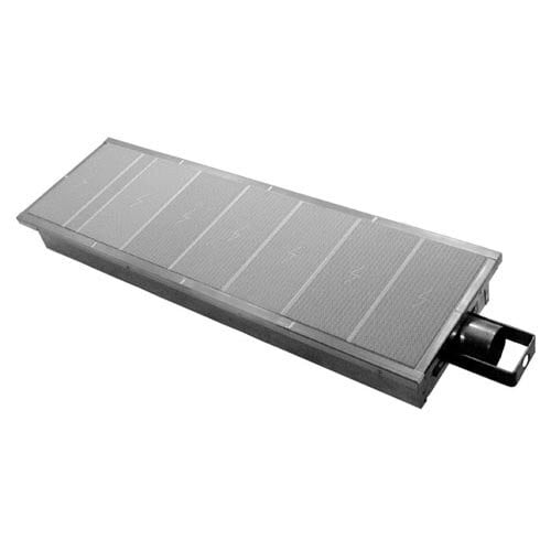 A grey rectangular metal object.