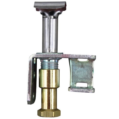 A metal and brass screw attached to a gold tube.