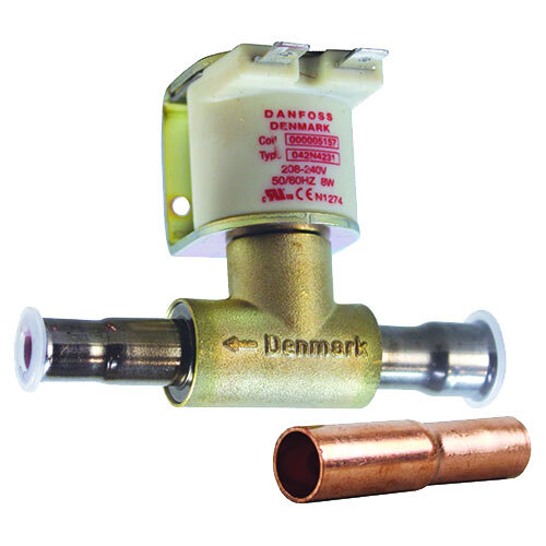 A close-up of a All Points metal valve with copper and brass fittings.