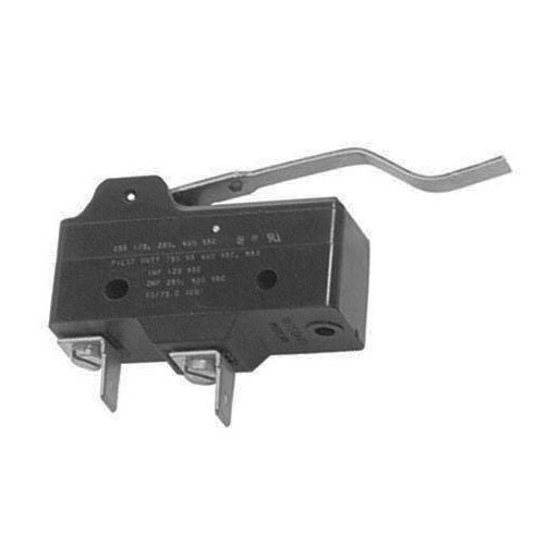 A close-up of a black All Points Micro Lever Door Switch with a long handle.