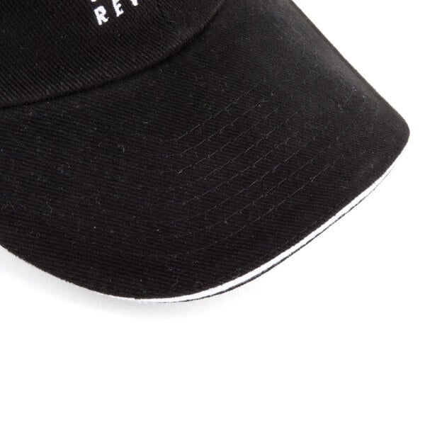 A black Chef Revival baseball cap with white text that says "Chef" in cursive.