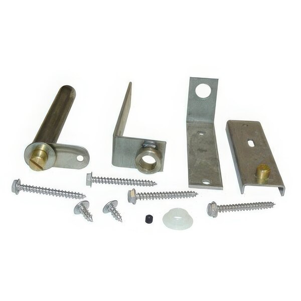 An AllPoints door hinge assembly including metal parts and screws.