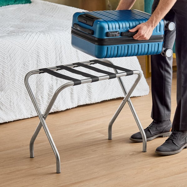 Lancaster Table & Seating Chrome Folding Luggage Rack