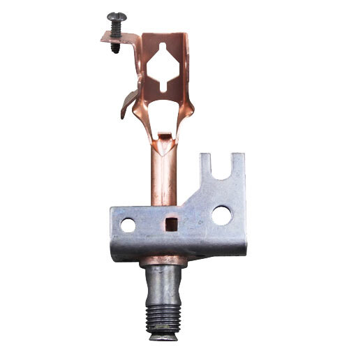 A copper and metal piece with a screw on the end.