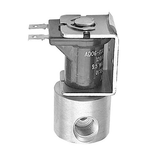 A close-up of the All Points 1/4" Water Solenoid Valve with a metal cover.