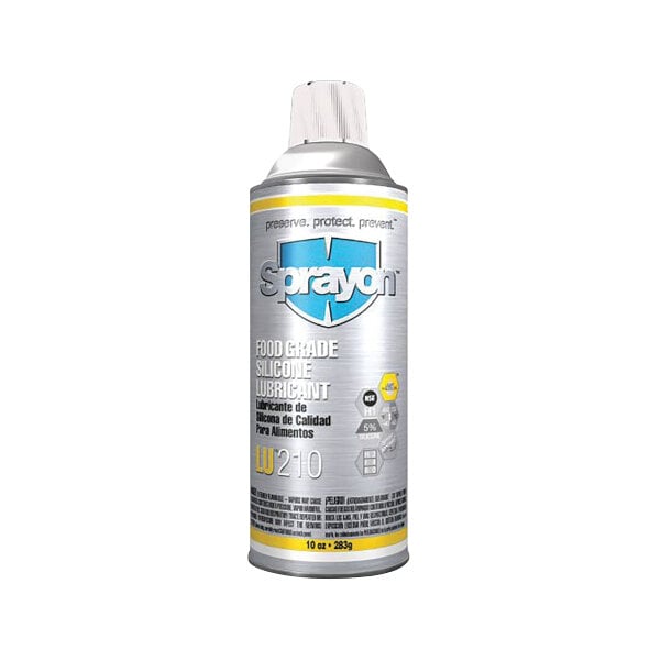 A silver All Points can of food grade silicone lubricant with blue and white text and a white cap with a clear cover.