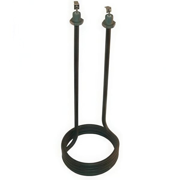 A black metal heating element with metal rods.