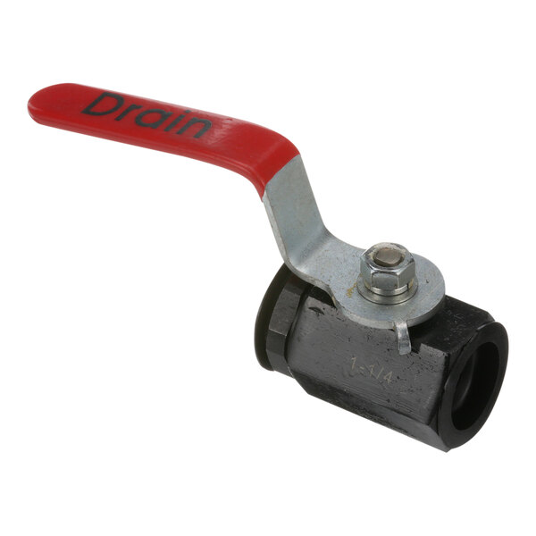 A black AllPoints grease drain ball valve with red handle.