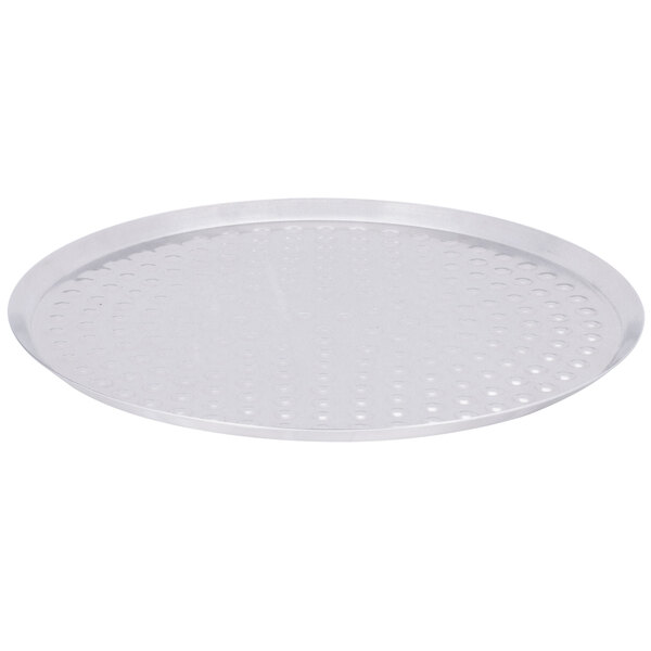 a silver tray with holes