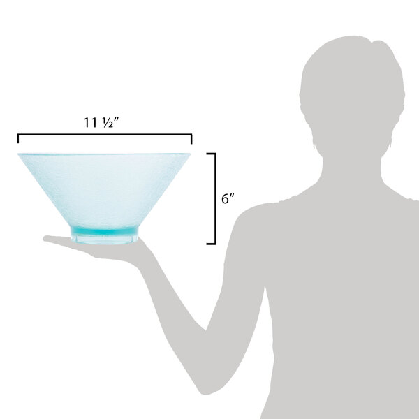 A woman holding a clear jade polycarbonate serving bowl.