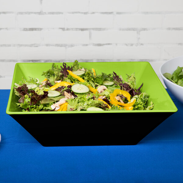 A salad in a green Brasilia melamine bowl.
