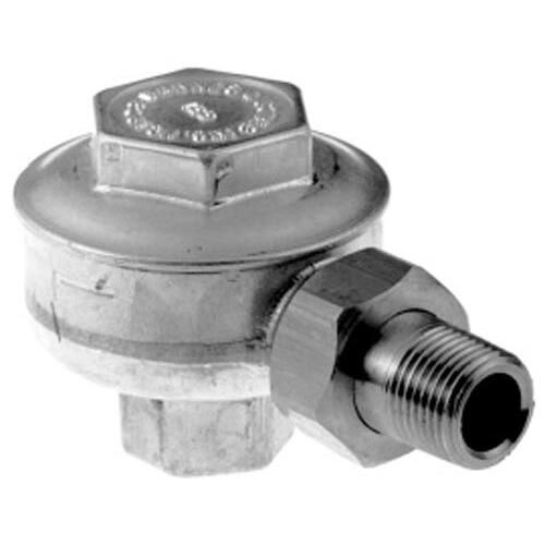 A close-up of a stainless steel All Points steam trap with a threaded nut.