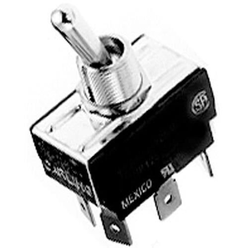 A close-up of a black All Points On/Off/On toggle switch.