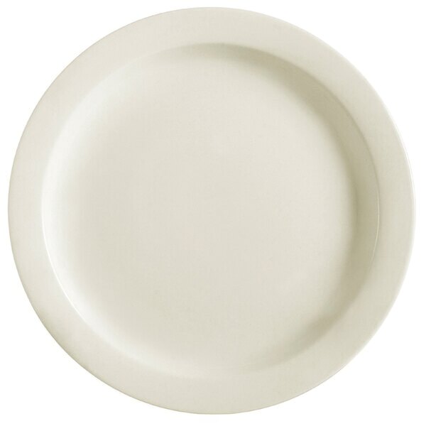 A CAC ivory china plate with a plain white edge.