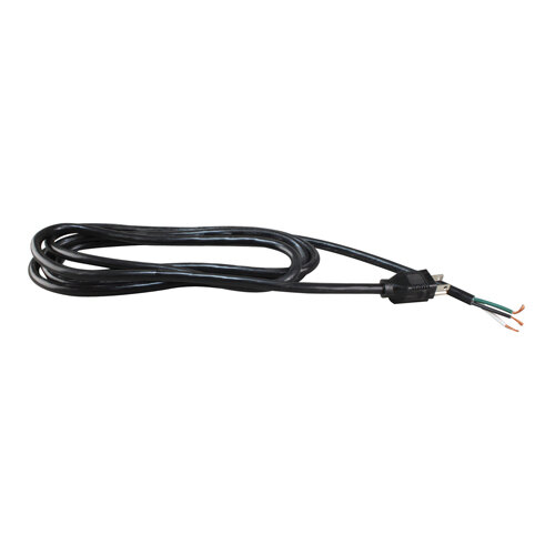 A black cable with a black wire on a white background.
