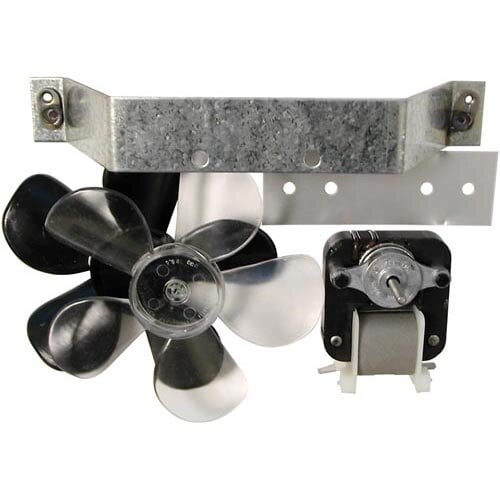 A close-up of a circular metal fan blade.