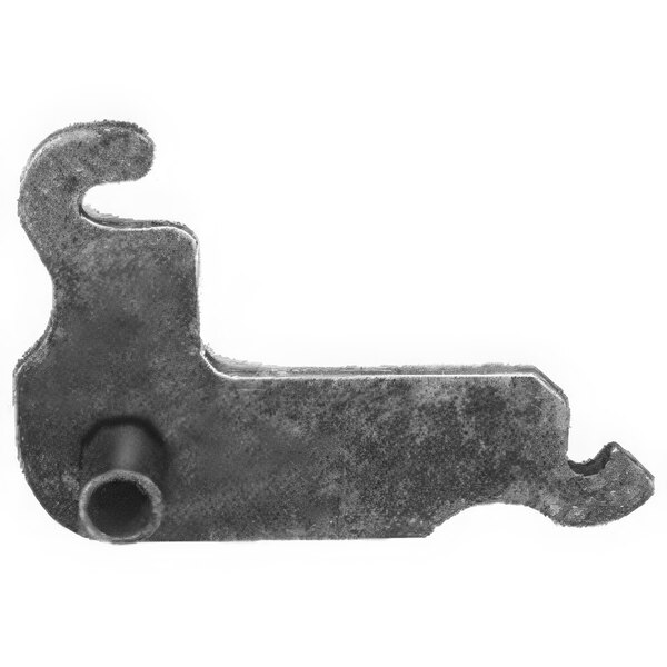 A close-up of a metal AllPoints left side bell crank with a hole in it.