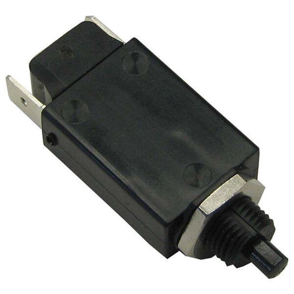 A close-up of a black and silver All Points circuit breaker with a metal knob.