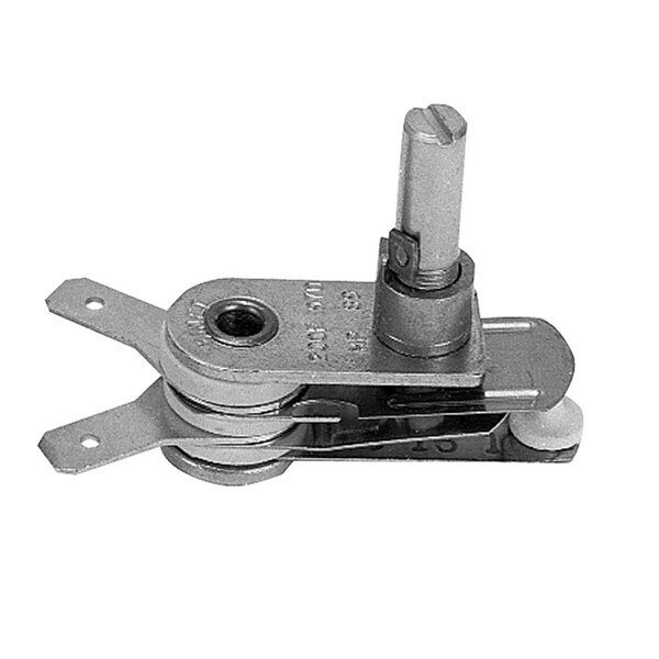 A metal piece with a screw on it.