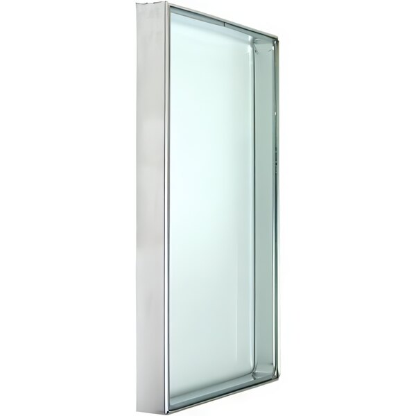 A rectangular silver glass door for an oven.